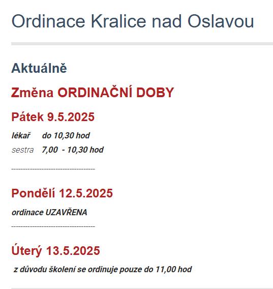 MEDKRAMO změna - 9.5.2025 - 13.5.2025